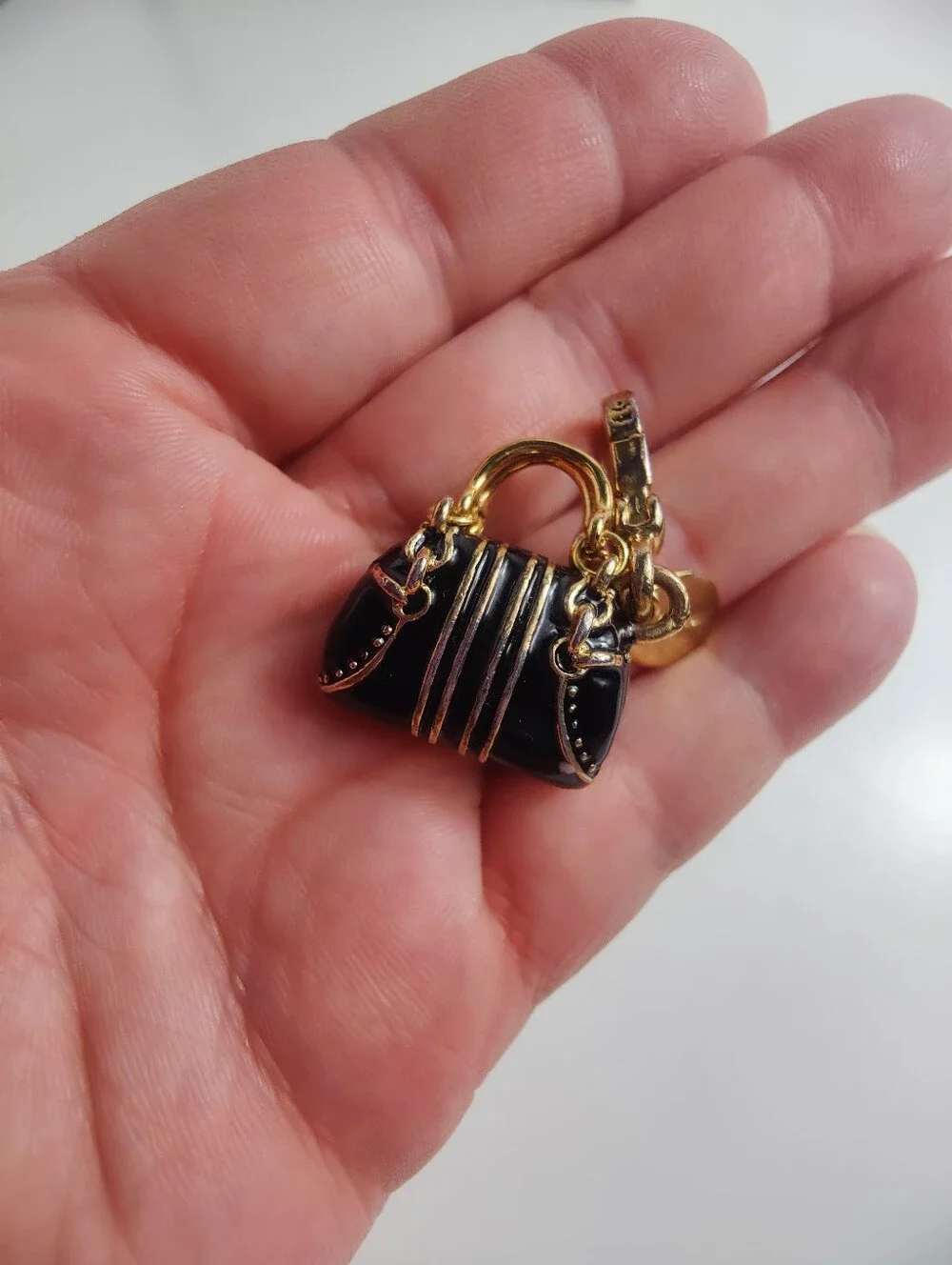 Vintage Neiman Marcus Limited Edition Miniature Purse Charm Black Enamel Gold